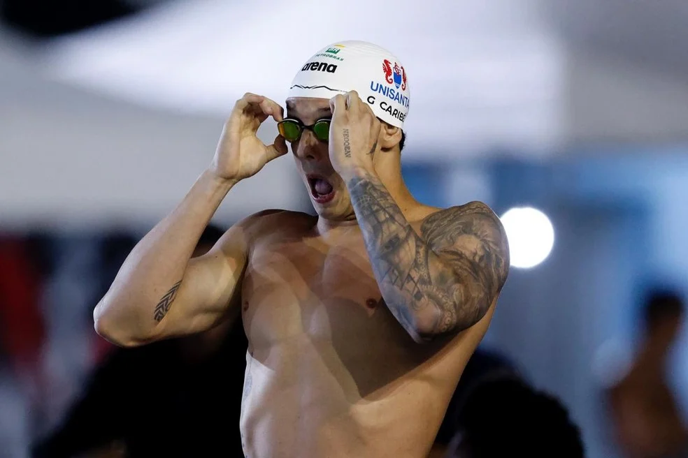 Guilherme Caribé em prova dos 50m livre — Trofeo Settecolli