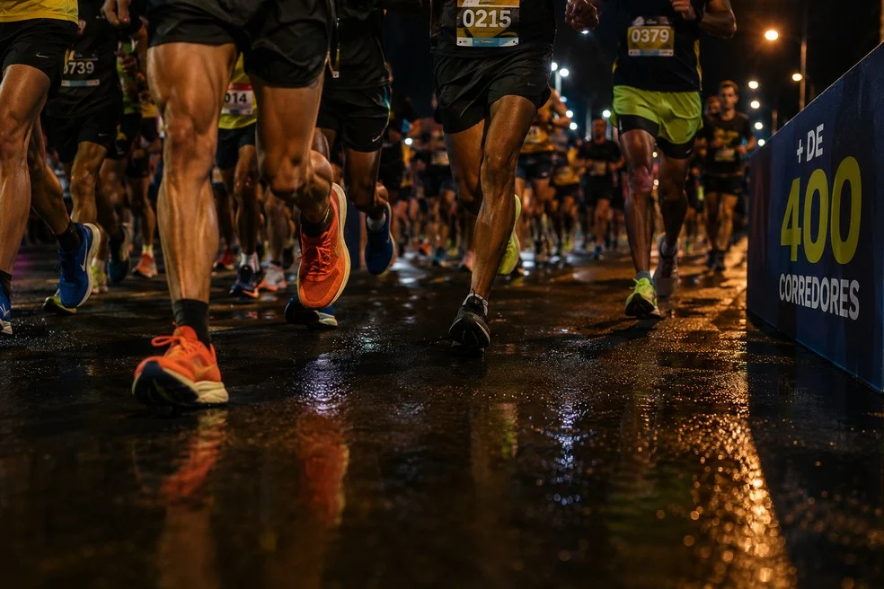 Atletas na Corrida Noturna Palmas no Aeroporto de Palmas