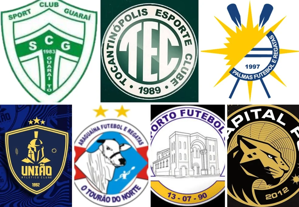 Montagem com escudo tocantinense de clubes