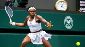 Gauff Wimbledon em ação na quadra