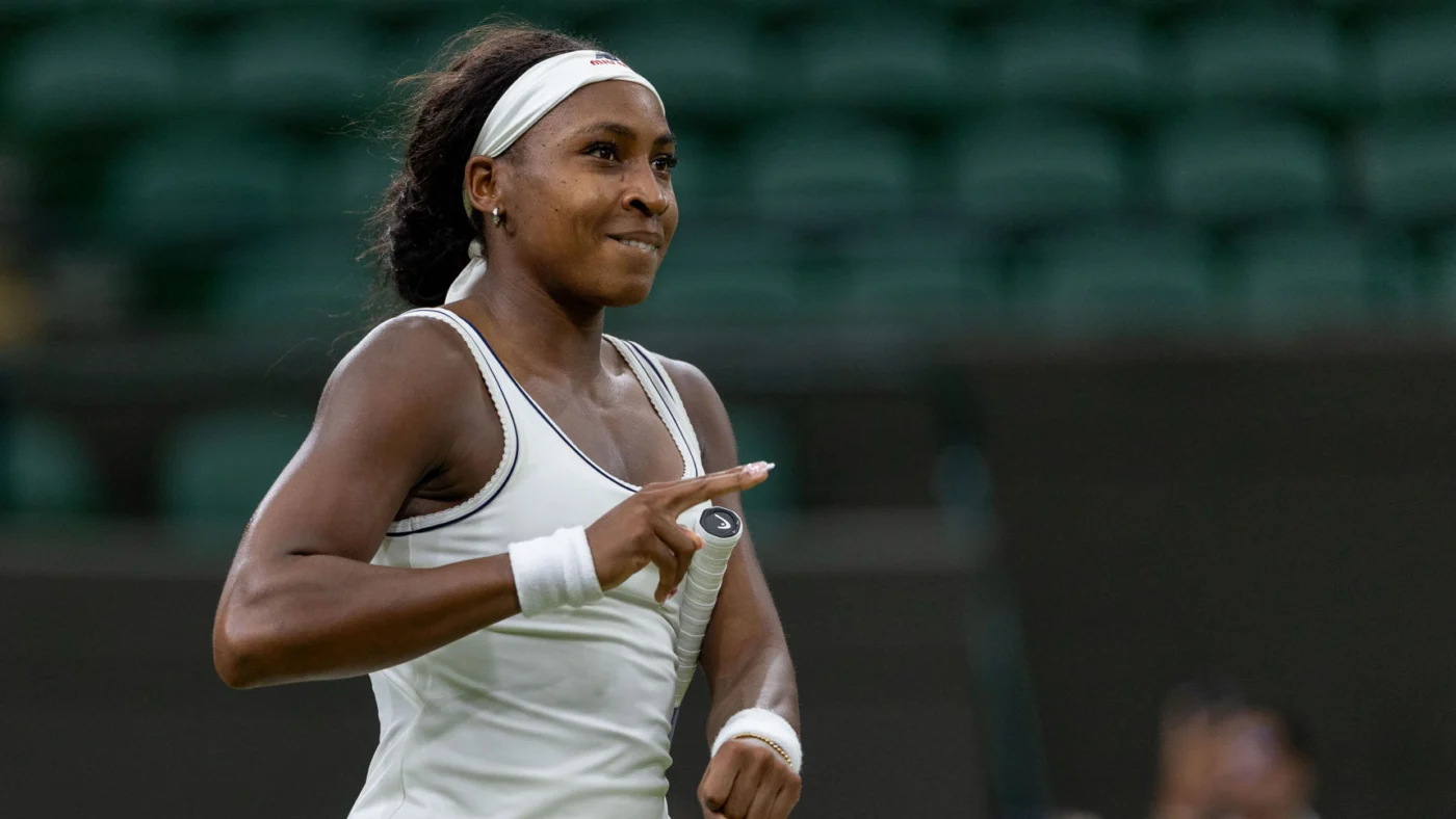 Gauff Wimbledon virada durante partida