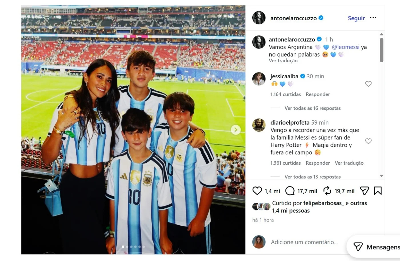 Antonela se declara a Messi após classificação da Argentina