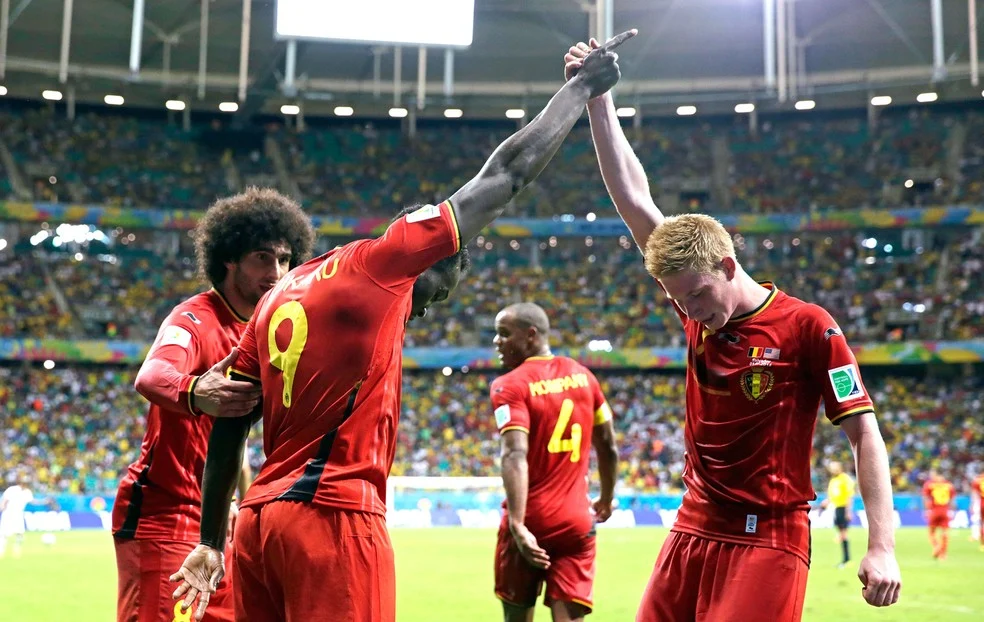 Lukaku e De Bruyne comemoram - Bélgica x Estados Unidos