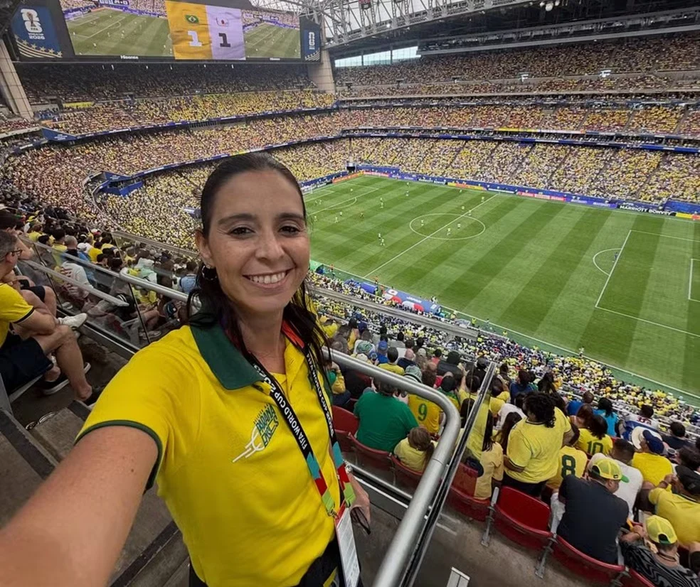 Nadja Mauad durante a Seleção dos Paranaenses na cobertura da Copa nos EUA