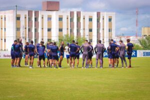 Jogadores do Serra Branca Série D em treino no CT Erasmo Alves Ribeiro