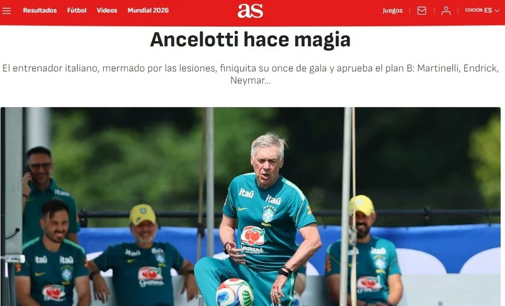 Carlo Ancelotti com a seleção brasileira — Ancelotti Brasil em ação