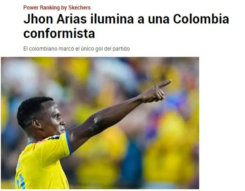 Jhon Arias comemora gol da Colômbia