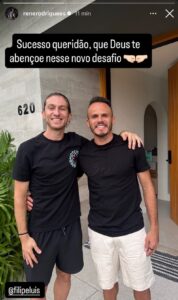 Renê deseja sucesso a Filipe Luís em encontro — Reprodução Instagram