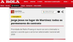 Salário Jorge Jesus negociado com a seleção de Portugal — Reprodução